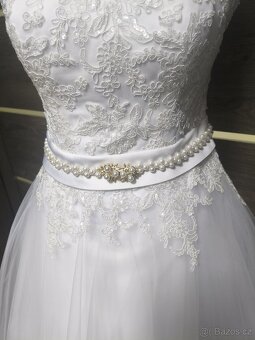 Krajkovo-tylové svatební šaty 36/38/40 - 4