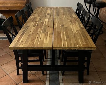 STŮL+8 x ŽIDLE - LUXUSNÍ MASIVNÍ SET - 235x100cm - 4