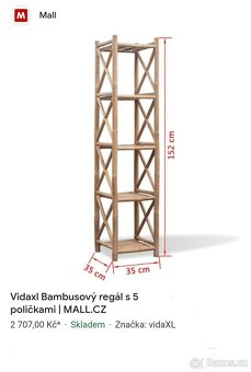 Starší kvalitní Bambusový regál 152x35x35 cm. Cena za kus. - 4