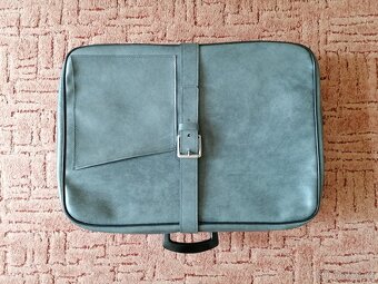 Retro koženkový kufr šedý - 4