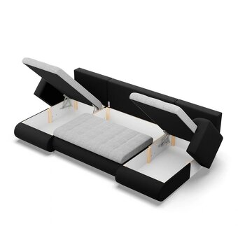 Rozkládací rohová sedací souprava TOKIO III Šedá/černá - 4