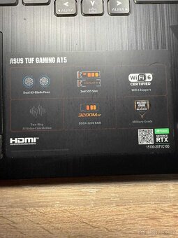 Herní notebook ASUS TUF Gaming A15 - RTX 3060, Ryzen 7 5800H - 4