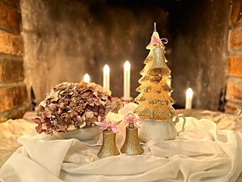 Vánoční ozdoba baňka Zvoneček sklo Zlatý - 4