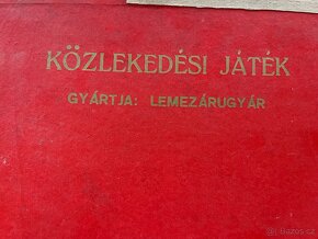 Stará maďarská plechová autodráha + orig. krabička + značky - 4