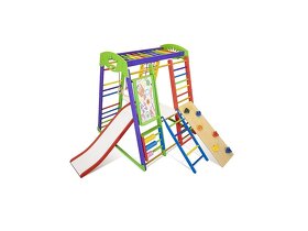 Domácí dřevěné dětské hřiště a lezecký rám, lezecké sítě - 4