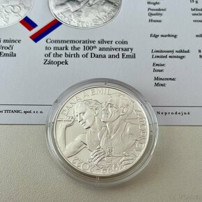 Stříbrná mince 200 Kč 2022 Dana Zátopková, Emil Zátopek bk - 4
