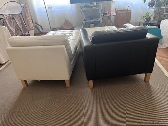 Lenoška, křeslo a podnožka Ikea - kůže Karlstad - 4