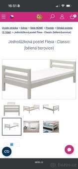 Postel FLEXA - borovicové masivní dřevo (bělená) - 4