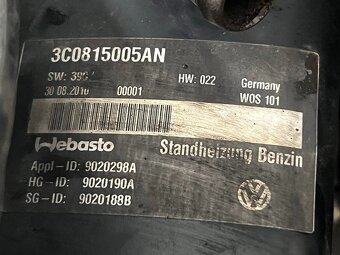 Benzínové nezávislé topení WEBASTO 3C0815005AN VW Passat B7 - 4