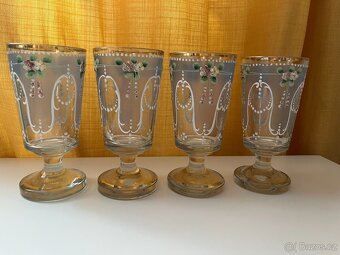 Starožitná grogovka, secese, smalt - 4 ks - 4