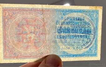 Bankovky 1 koruna ruční přetisk - 4