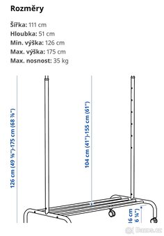 IKEA RIGGA šatní stojany - více kusů - 4