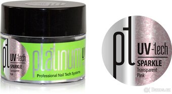 UV/LED Modelážní gel PLATINUM SPARKLE Transparent Pink 50g - 4