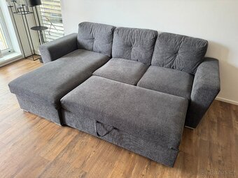 Rozkládací pohovka s lenoškou VEJLBY tm. šedý potah - 4