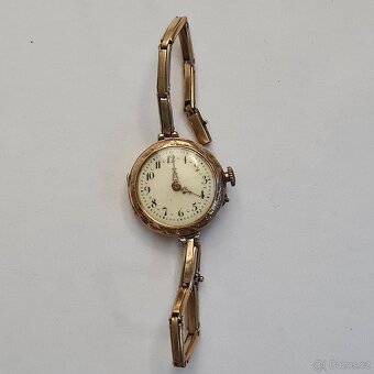 Zlaté 14K dámské náramkové hodinky R-U, 22,48g, v chodu. - 4