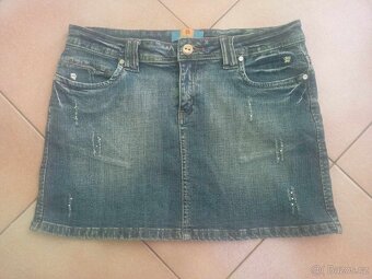2x sukně vel. 42- džínová a šifonová zn. Tchibo a Jeans - 4