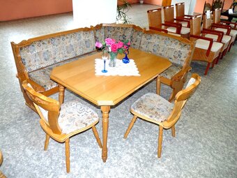 jídelní kout: rozkládací stůl+ 2  židle+ rohová lavice - 4