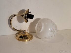 mosazná lampa lampička, pěkné staré stínidlo - 4