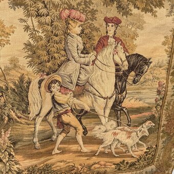 Gobelín s motivem panské vyjížďky Francie+ tyč lilie - 4