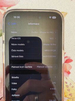 Prodám velmi zachovalý iPhone 14Pro - 4