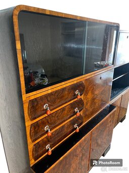 Starožitná knihovna leštěný ořech – vrcholné Art Deco - 4