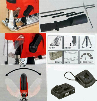 Aku přímočará pila 20V 1x aku 2Ah + nabíječka - nová - 4