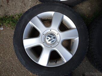 Alu kola VW 5x112 ET50,+zánovní celoroční pneu 205/55/16 - 4