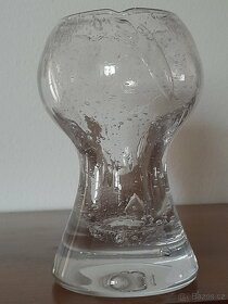 Retro foukaná váza z bublinkového skla - 4