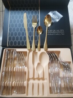 Příbory sada 24ks ve zlaté barvě v hezkem balení - 4