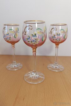 Novoborské sklo sada - karafa a šest skleniček - 4