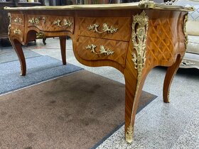 Psací stůl - intarzie - bronz - kůže - dřevo - 4