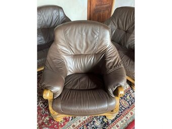 Dubová rustikální kožená sedačka, 3788 - 4