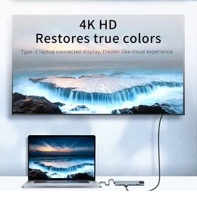Hub adaptér USB C 3.0 PD HDMI 4K RJ45, univerzální. - 4
