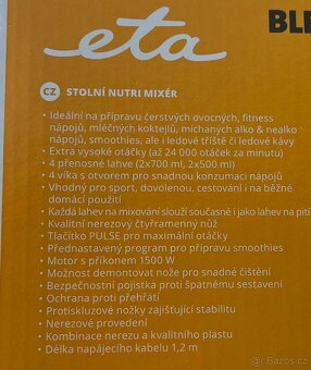 Stolní mixér ETA Blendic Premium II 4011 90020 – nový, bílý - 4