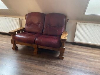 Kožená sedací souprava 3+2+1 a konferenční stul - 4