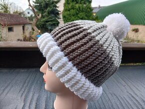 Nový pletený kulich dvojitý lem, - 4