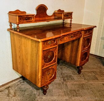 Krásný psací stůl pozdní biedermeier- Louis Philippe - ořech - 4