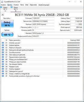 Ssd nvme disk SkHynix,256GB formát 2230 i 2280. super stav. - 4