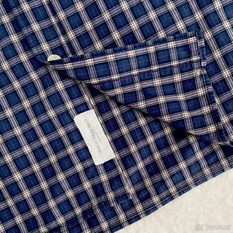 Pánská košile H&M modré barvy, s kostkovaným vzorem vel. L - 4