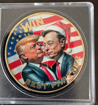 Prodám pamětní minci (suvenýr) Donald Trump & Elon Musk - 4