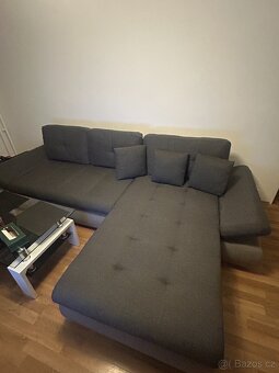 ROHOVÁ SEDAČKA, textil, šedá, světle šedá - 4