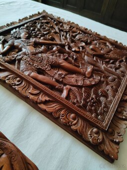 2 Drevené panely Rámájany z Bali - 4