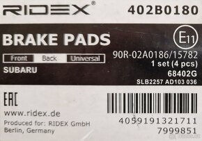 Nové brzdové destičky Ridex pro Subaru - 4