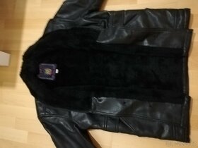 Pánská černá kožená bunda s kožíškem - 4