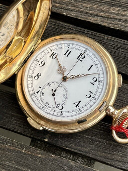 Zlaté kapesní hodinky s chronografem a opakovačem - 4