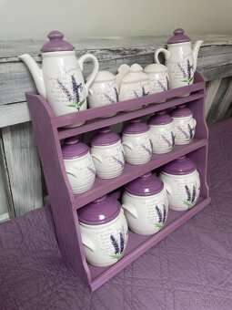 dózy na koření (dekor levandule) + polička na zavěšení - 4