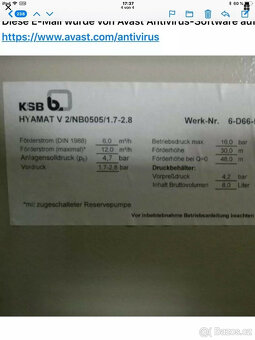 Systém zvyšování tlaku vody KSB HYAMAT V 2NB, 16 barů, 3048 - 4