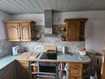 Rustikální dubová linka do U se spotřebiči,6302 - 4