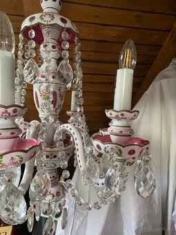 Starožitný křišťálový / porcelánový lustr - 4