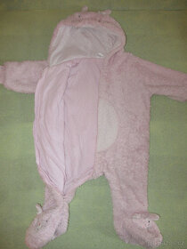 Teplý růžový overal - králíček, vel.3-6měsíců - 4